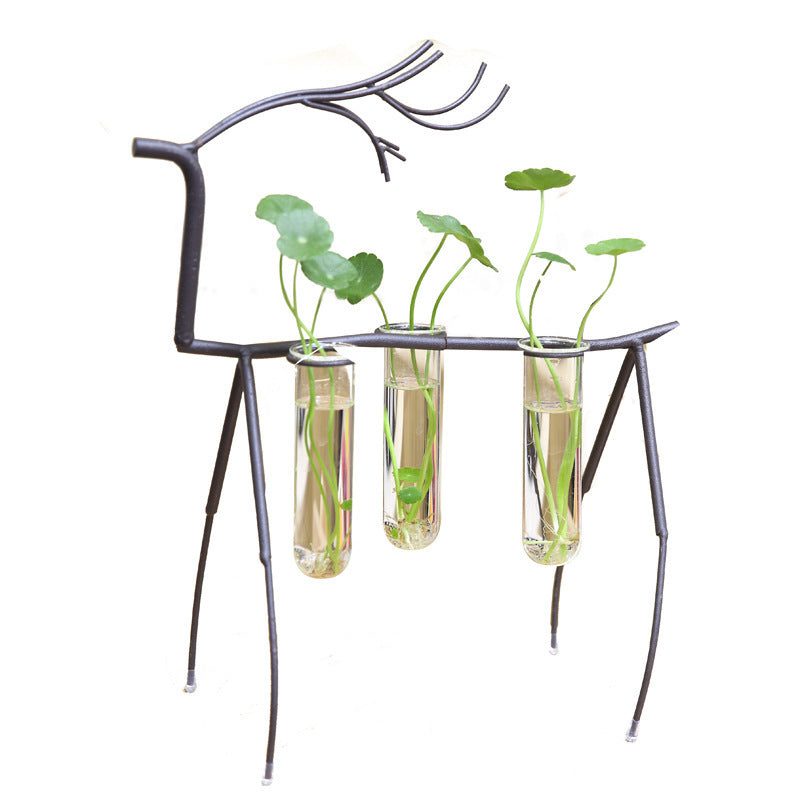 DECORATION "CERFS" VASES HYDROPONIQUE EN FER FORGé
