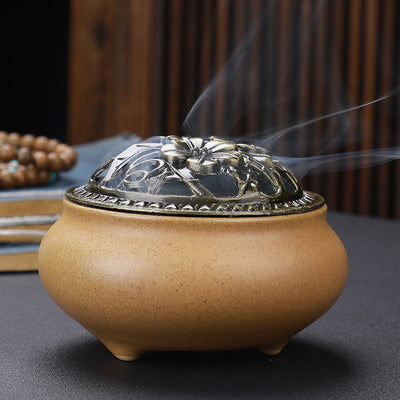 BRULE ENCENS EN PORCELAINE DE DEHUA DECOR FLORAL