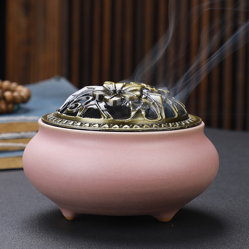 BRULE ENCENS EN PORCELAINE DE DEHUA DECOR FLORAL