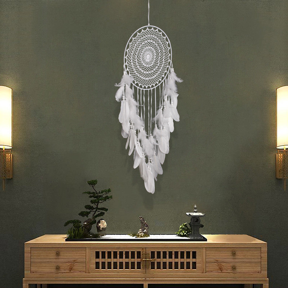 ATTRAPE-REVES EN PLUMES ET COTON NATUREL