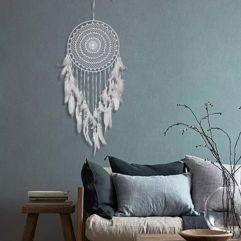 ATTRAPE-REVES EN PLUMES ET COTON NATUREL