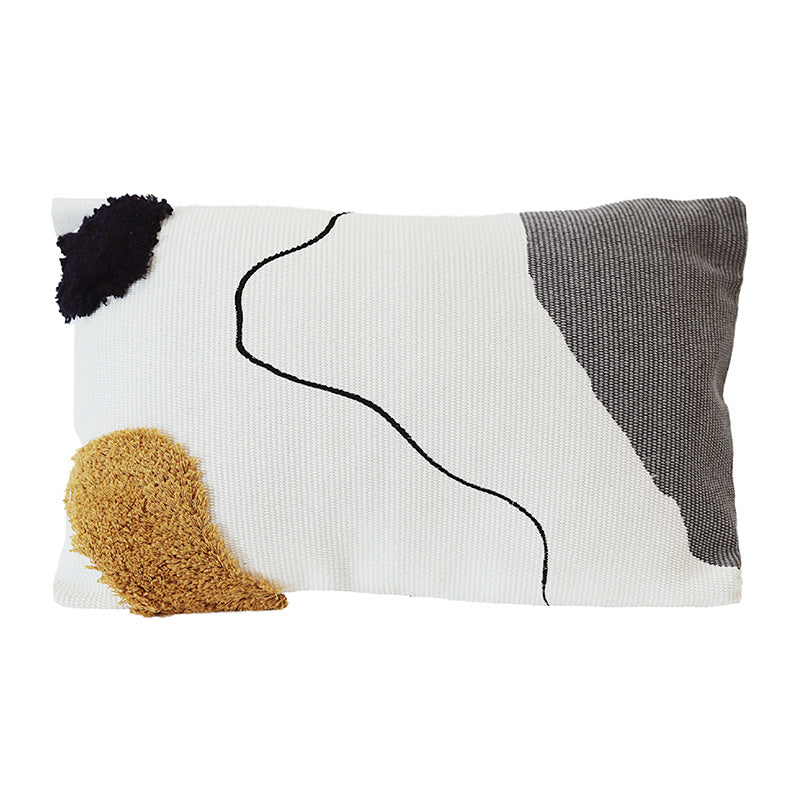 COUSSIN DECORATIF AVEC MOTIFS ABSTRAITS CAPITONNES