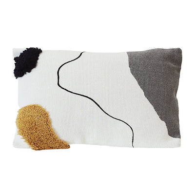 COUSSIN DECORATIF AVEC MOTIFS ABSTRAITS CAPITONNES