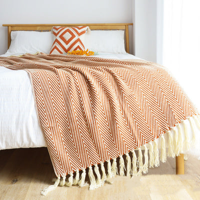 PLAID - COUVERTURE RETRO CLASSIQUE A CHEVRONS