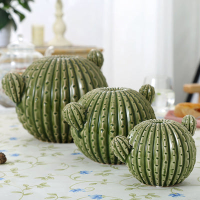 COLLECTION VASE CACTUS EN CERAMIQUE – VERT EMAILLE