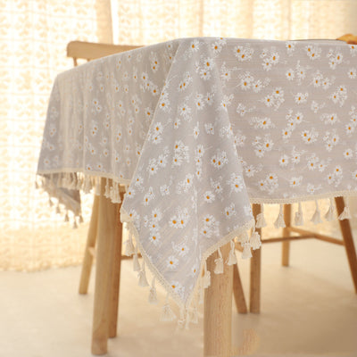 NAPPE BRODEE COTON STYLE BOHEME A POMPONS