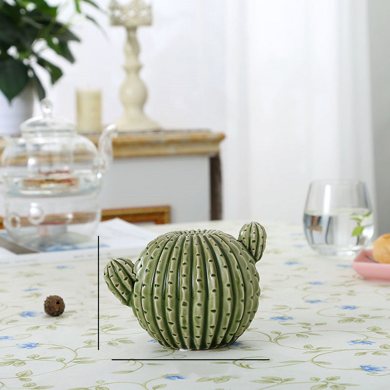 COLLECTION VASE CACTUS EN CERAMIQUE – VERT EMAILLE