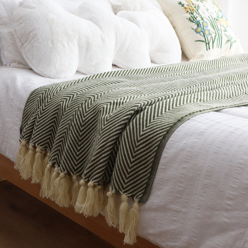 PLAID - COUVERTURE RETRO CLASSIQUE A CHEVRONS