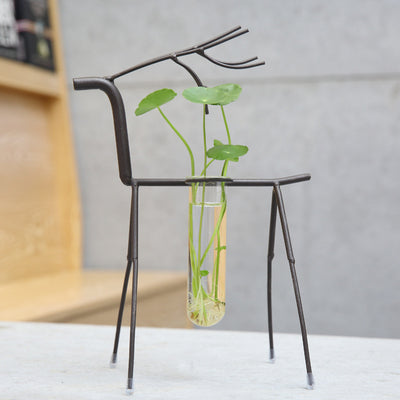 DECORATION "CERFS" VASES HYDROPONIQUE EN FER FORGé