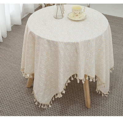 NAPPE BRODEE COTON STYLE BOHEME A POMPONS