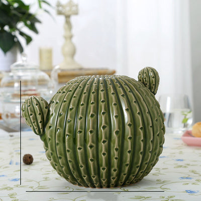 COLLECTION VASE CACTUS EN CERAMIQUE – VERT EMAILLE