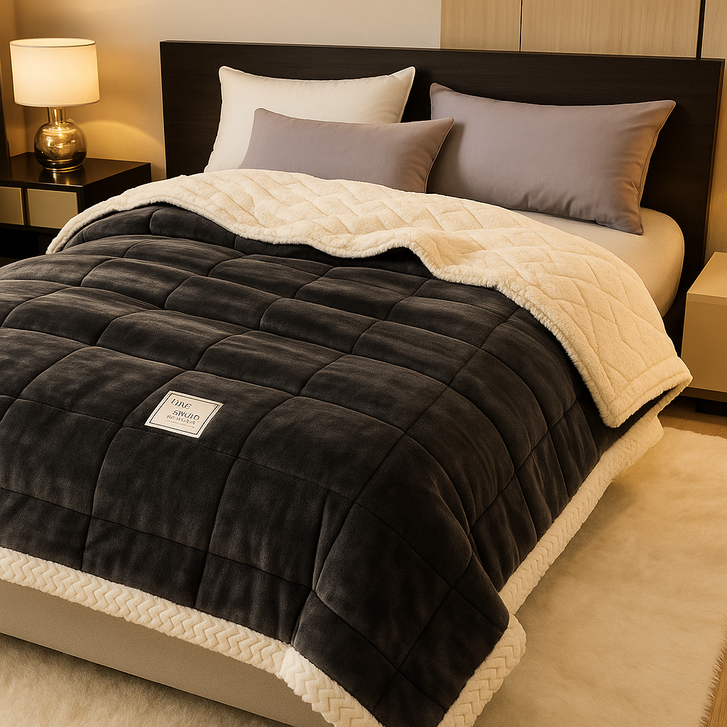 JETES DE LIT - COUVERTURE MOLLETONEE DOUBLE POLAIRE
