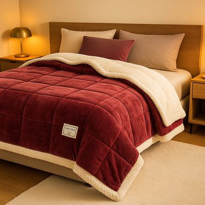 JETES DE LIT - COUVERTURE MOLLETONEE DOUBLE POLAIRE