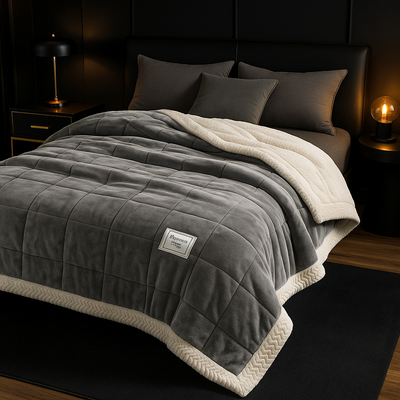 JETES DE LIT - COUVERTURE MOLLETONEE DOUBLE POLAIRE