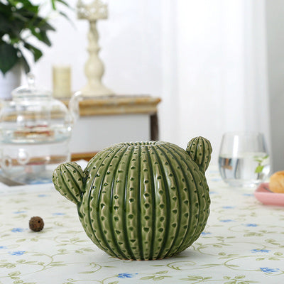 COLLECTION VASE CACTUS EN CERAMIQUE – VERT EMAILLE