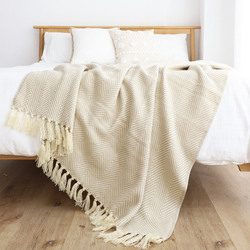 PLAID - COUVERTURE RETRO CLASSIQUE A CHEVRONS