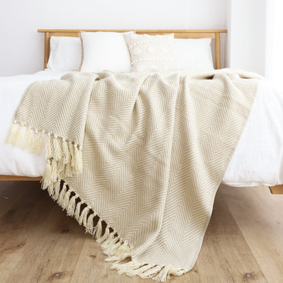PLAID - COUVERTURE RETRO CLASSIQUE A CHEVRONS