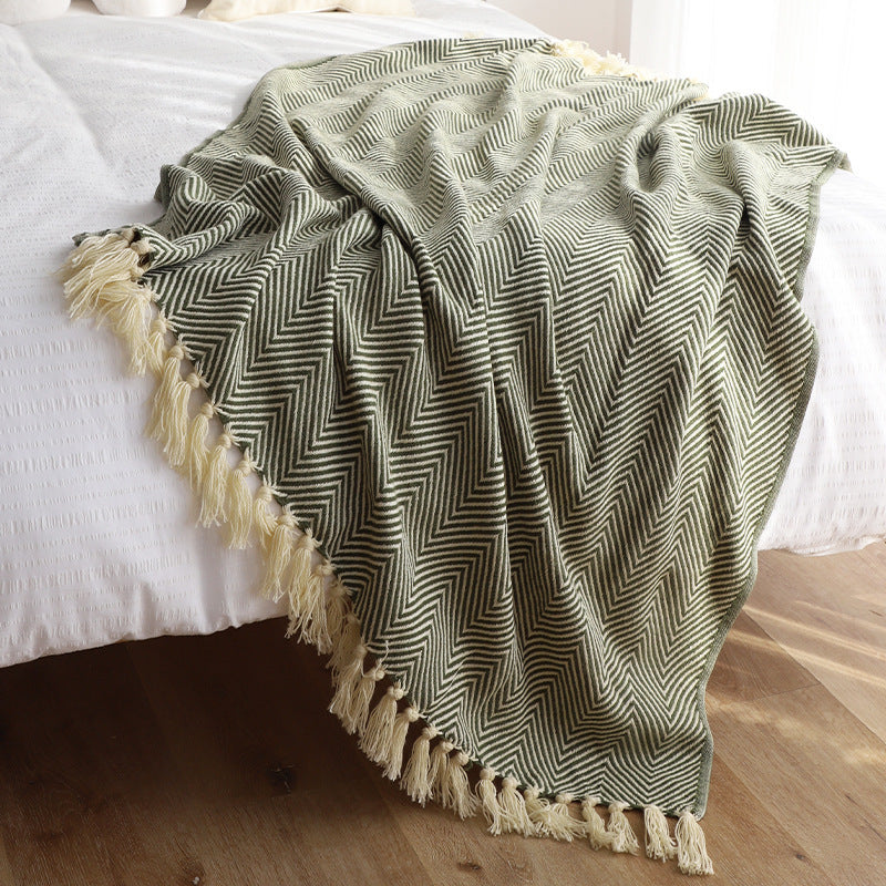 PLAID - COUVERTURE RETRO CLASSIQUE A CHEVRONS