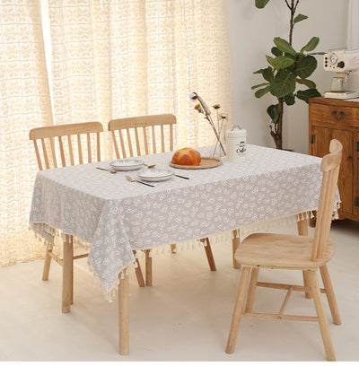 NAPPE BRODEE COTON STYLE BOHEME A POMPONS